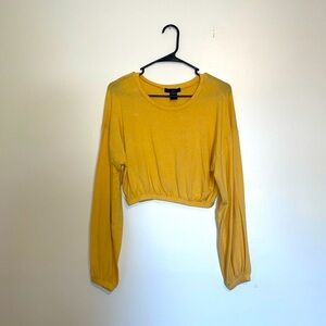 Love Cameron | Yellow Cropped Long Sleeve Top